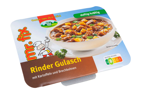 Mikrowellengericht Rinder-Gulasch m. Bohnen 350g
